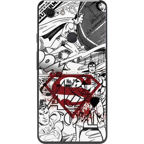 DC Comics Superman Comic Pattern Logo in Red Google Pixel 3 XL Skin